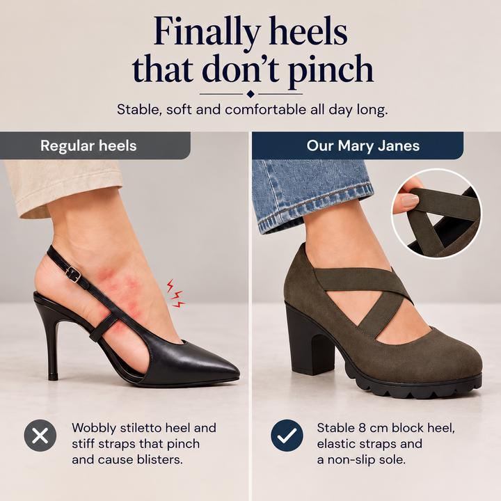 Mary Jane | Shoes with Crossover Straps, Block Heels & Treaded Soles