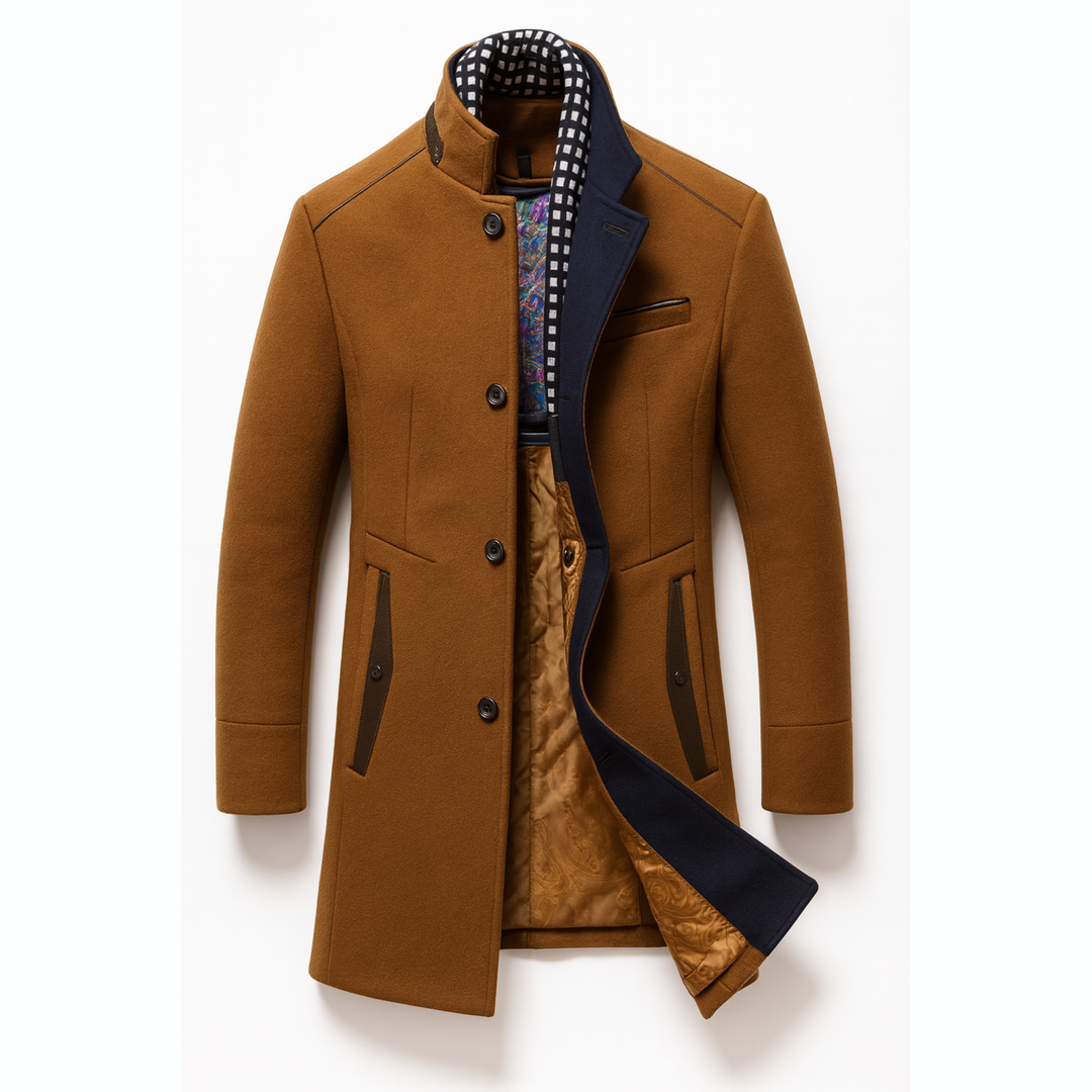 Gustavo | Wool Overcoat with Stand-Up Collar
