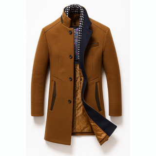 Gustavo | Wool Overcoat with Stand-Up Collar