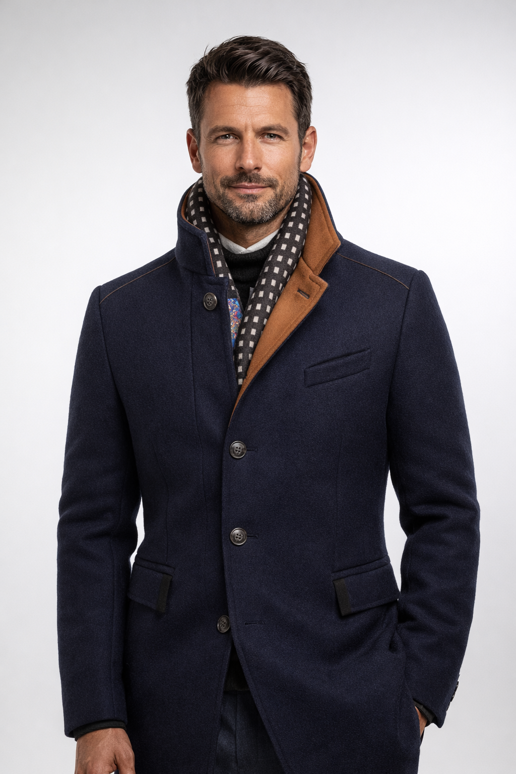 Gustavo | Wool Overcoat with Stand-Up Collar