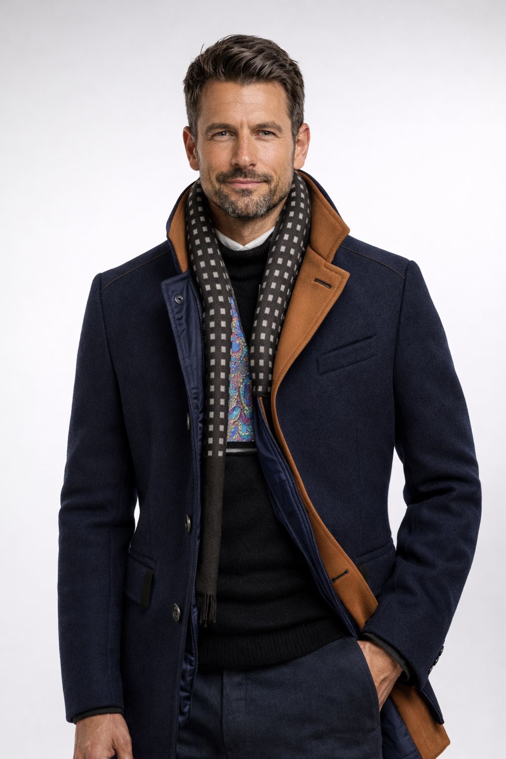 Gustavo | Wool Overcoat with Stand-Up Collar
