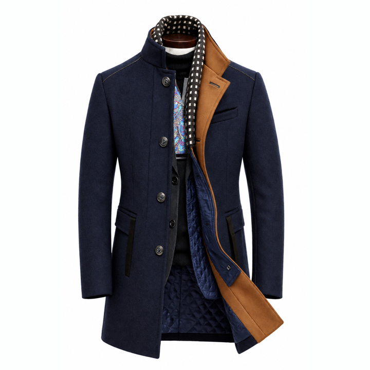 Gustavo | Wool Overcoat with Stand-Up Collar