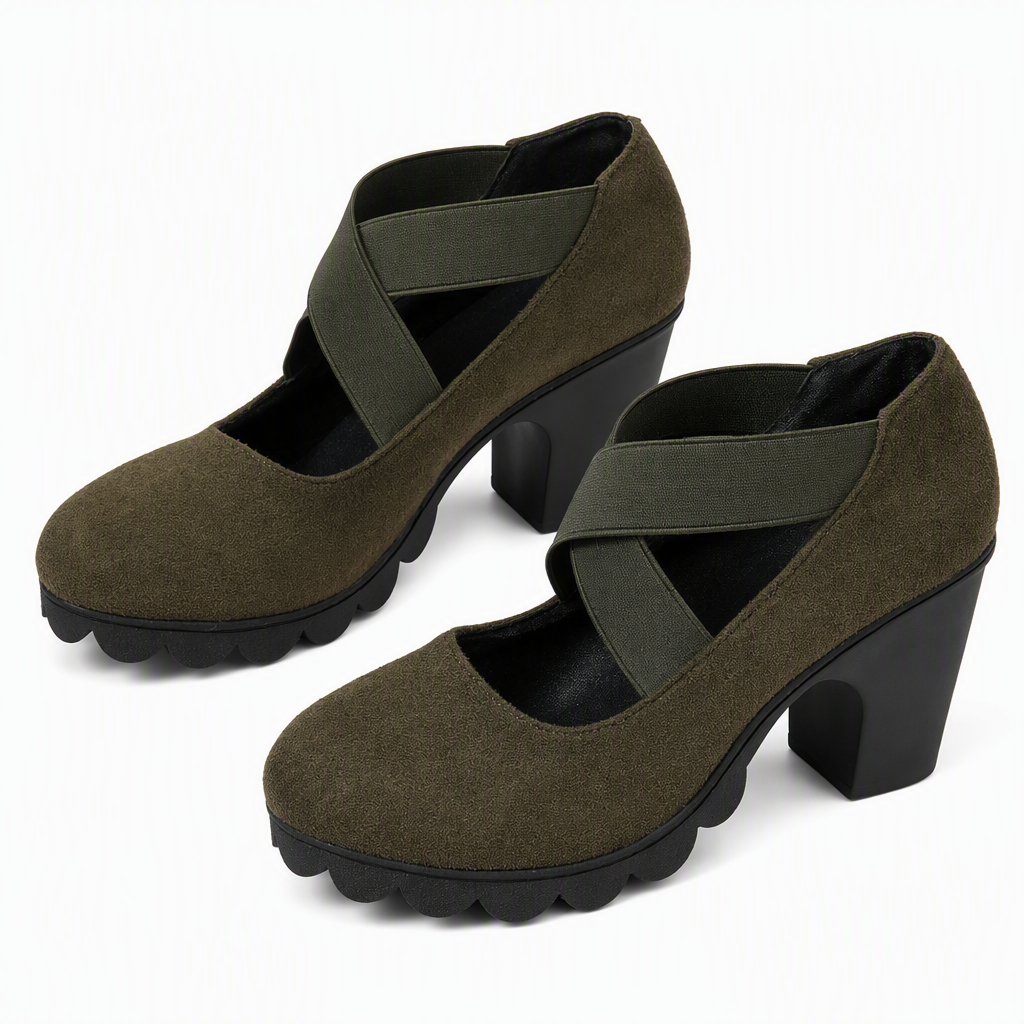 Mary Jane | Shoes with Crossover Straps, Block Heels & Treaded Soles