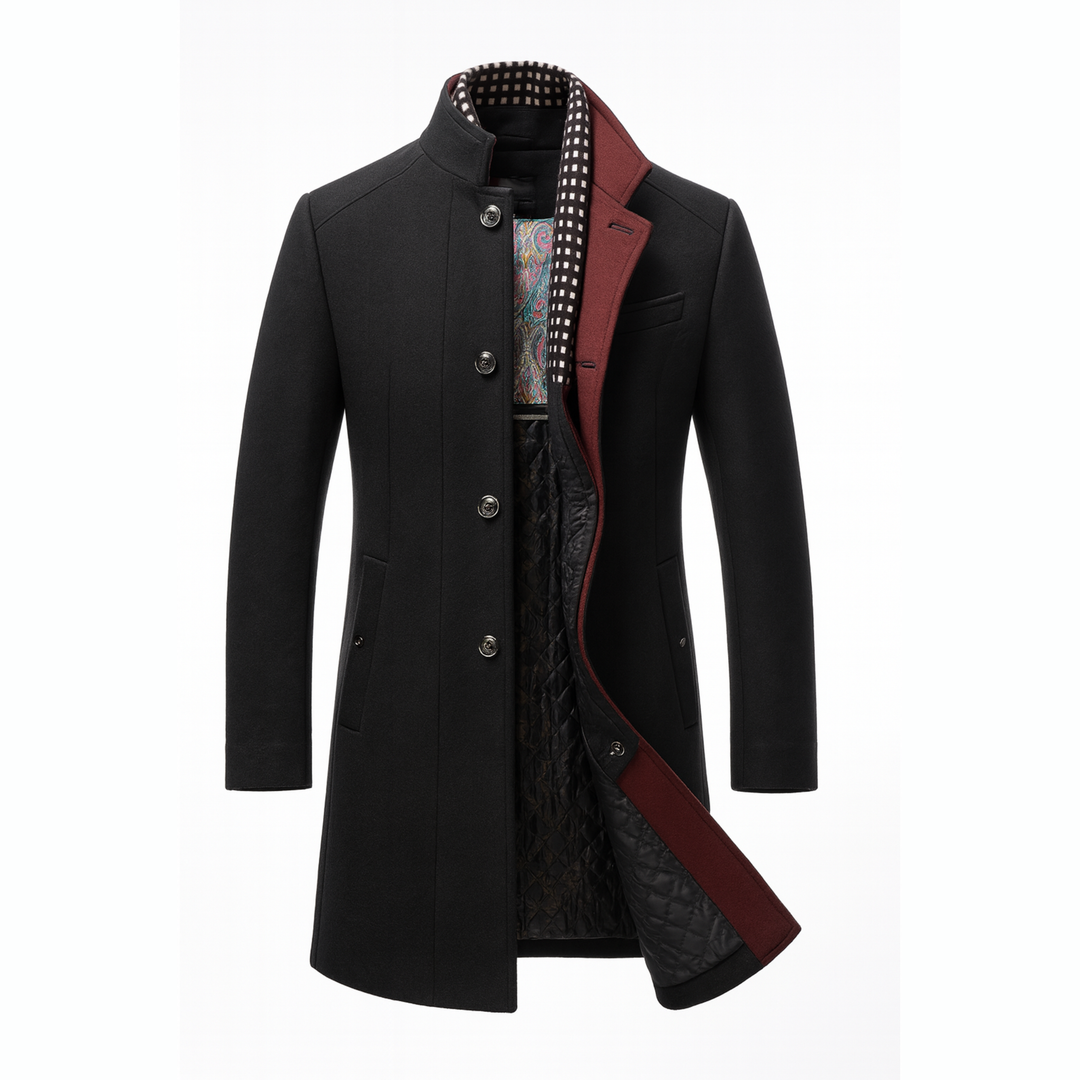 Gustavo | Wool Overcoat with Stand-Up Collar