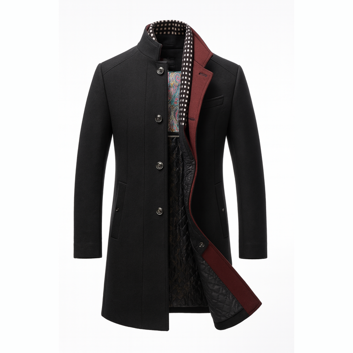 Gustavo | Wool Overcoat with Stand-Up Collar